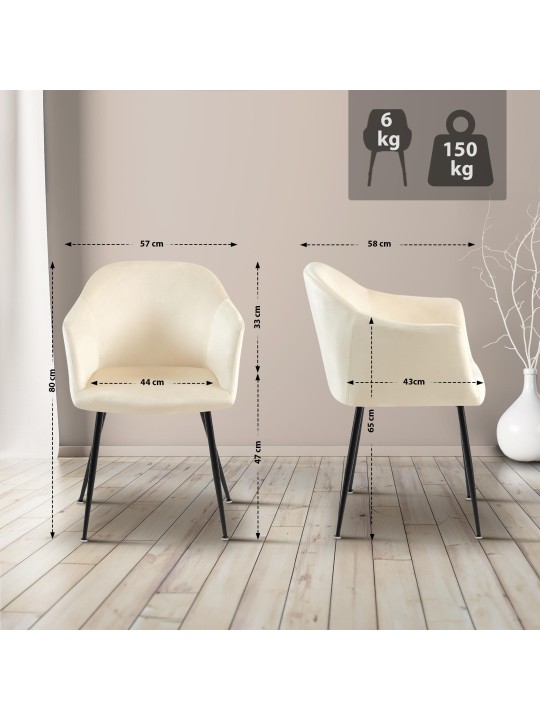 Jaysie samettinen ruokatuoli, kermanvärinen