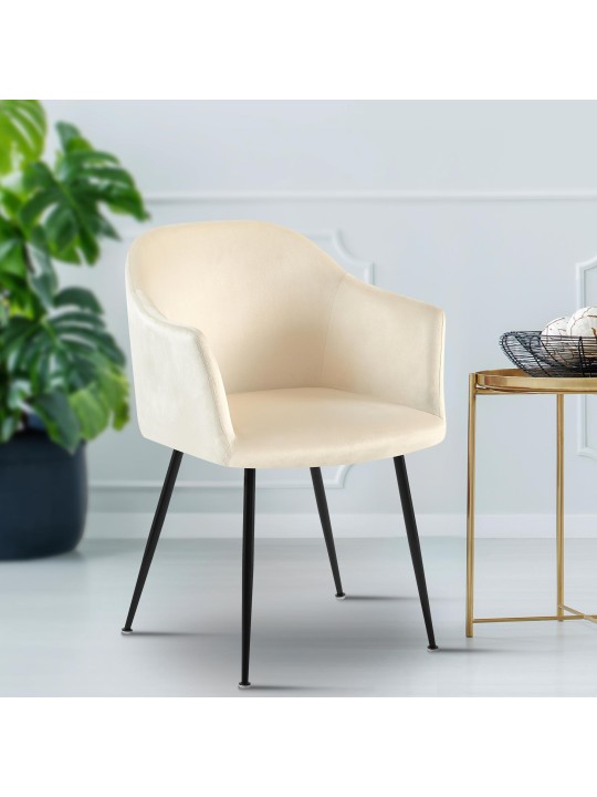 Jaysie samettinen ruokatuoli, kermanvärinen