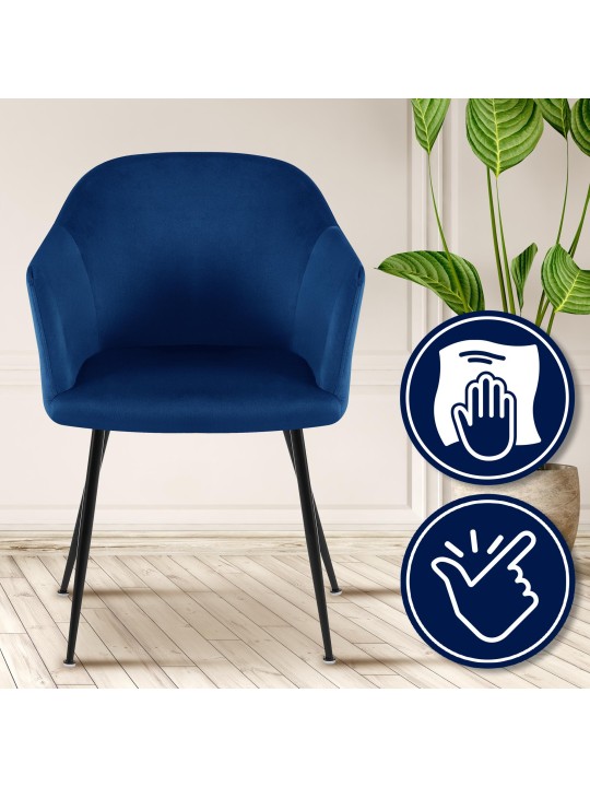 Jaysie samettinen ruokatuoli, tummansininen