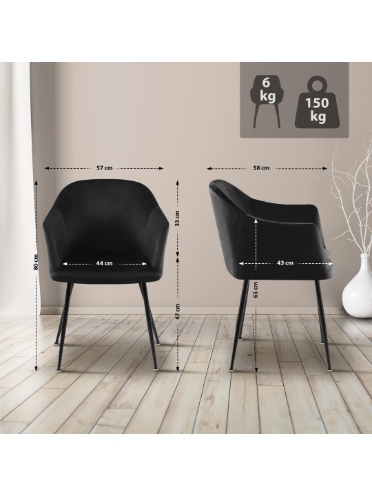 Jaysie samettinen ruokatuoli, musta