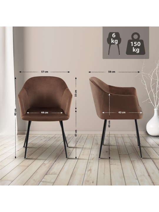 Jaysie samettinen ruokatuoli, ruskea