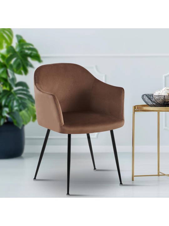 Jaysie samettinen ruokatuoli, ruskea