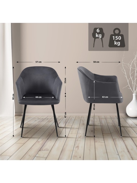 Jaysie samettinen ruokatuoli, tummanharmaa