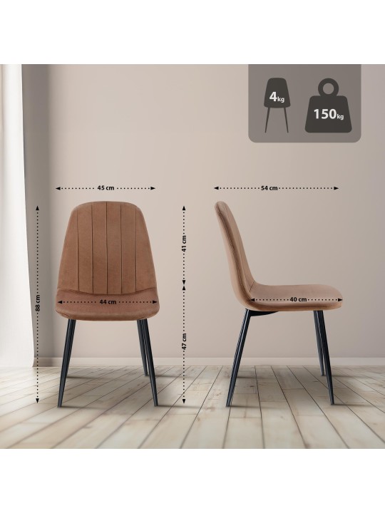 Baxter samettinen ruokapöydän tuoli, ruskea