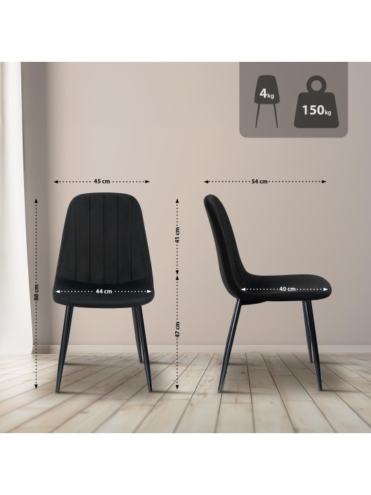 Baxter samettinen ruokapöydän tuoli, musta Baxter samettinen ruokapöydän tuoli, musta