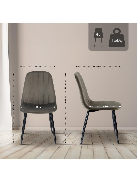 Baxter samettinen ruokapöydän tuoli, antrasiitti