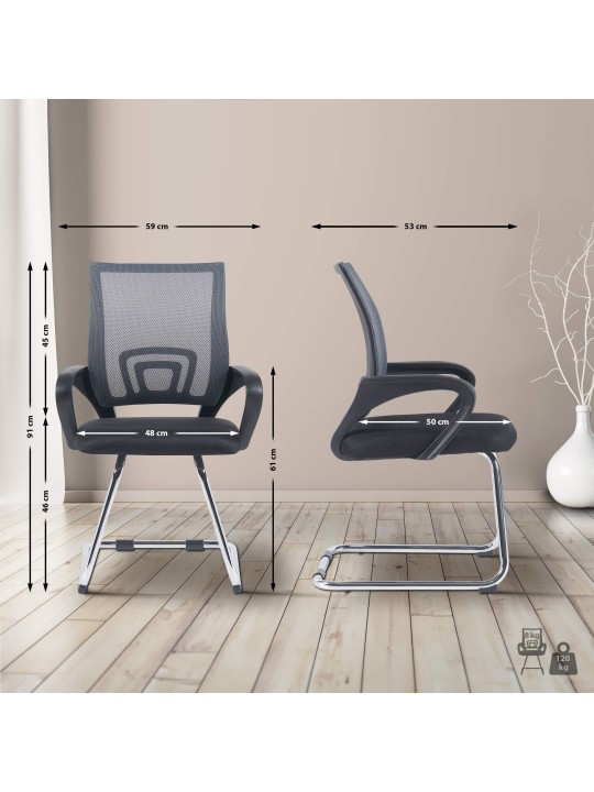 2 vierailijatuolin setti Eureka, harmaa