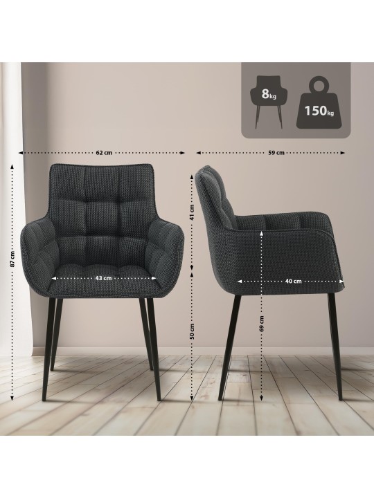 Tuoli Tirana kangasta, titaaninharmaa