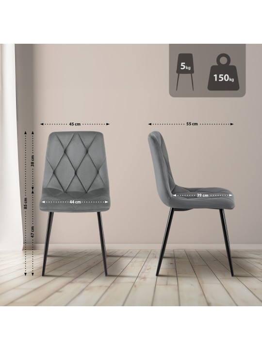 Clairton samettinen ruokapöydän tuoli, tummanharmaa