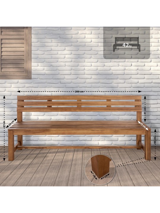 Teakbank Augusta 200 cm, tiikki