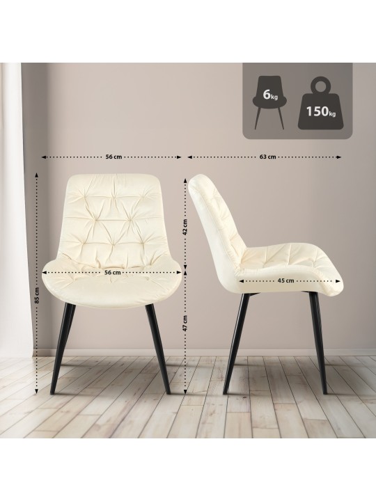 Rossford samettinen ruokapöydän tuoli, kermanvärinen Rossford samettinen ruokapöydän tuoli, kermanvärinen