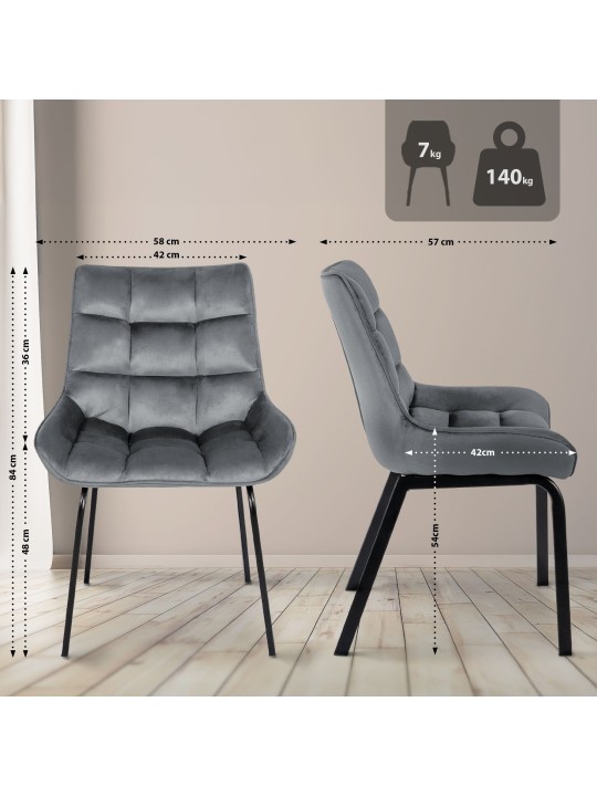 Saranda samettituoli, tummanharmaa