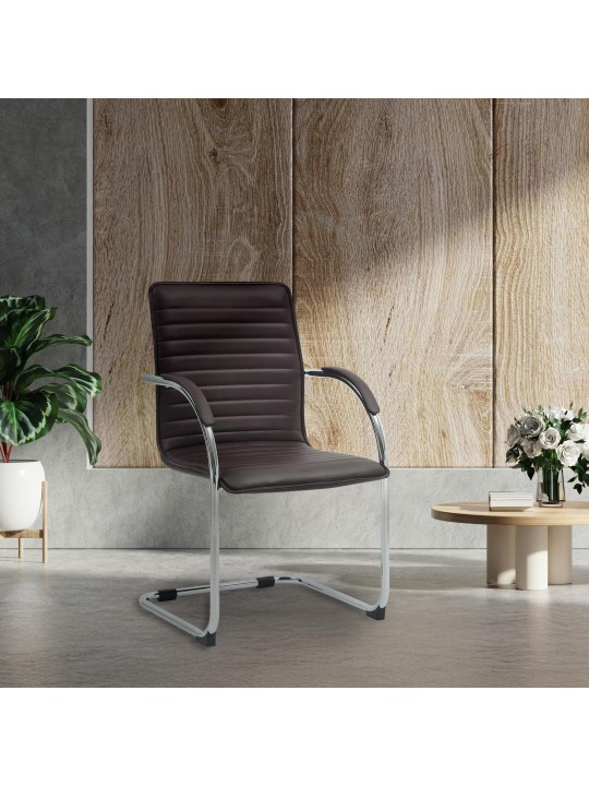 2 vierailijatuolin setti Tira keinonahkaa, ruskea