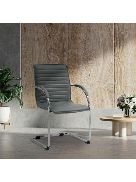 2 vierailijatuolin setti Tira keinonahkaa, harmaa