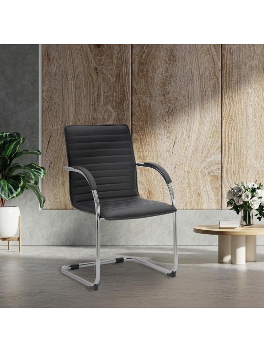 2 vierailijatuolin setti Tira keinonahkaa, musta