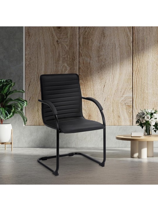 2 vierailijatuolin setti Tira keinonahkaa, musta/musta