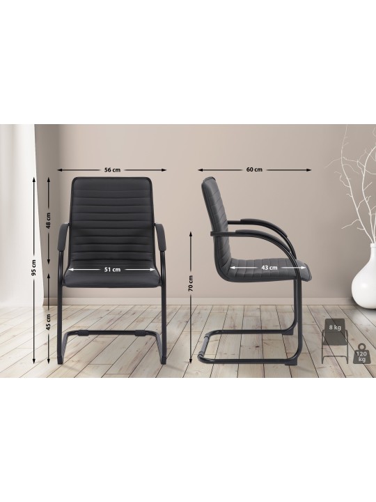 2 vierailijatuolin setti Tira keinonahkaa, musta/musta