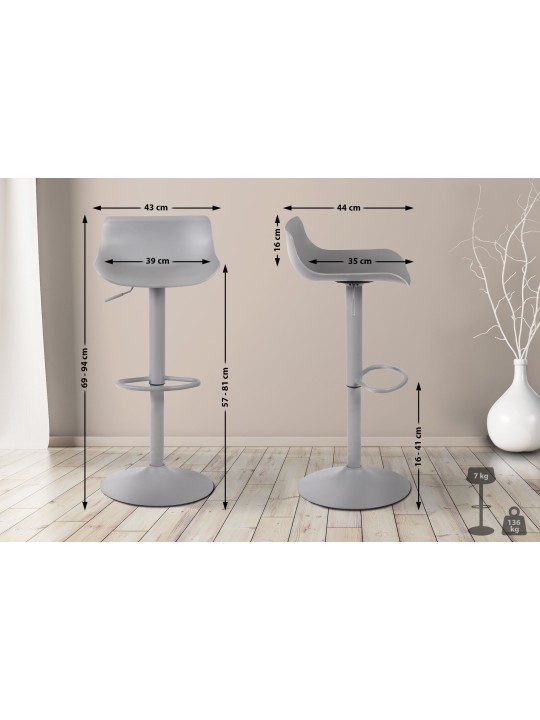 4 baarijakkaran setti Aveiro, harmaa