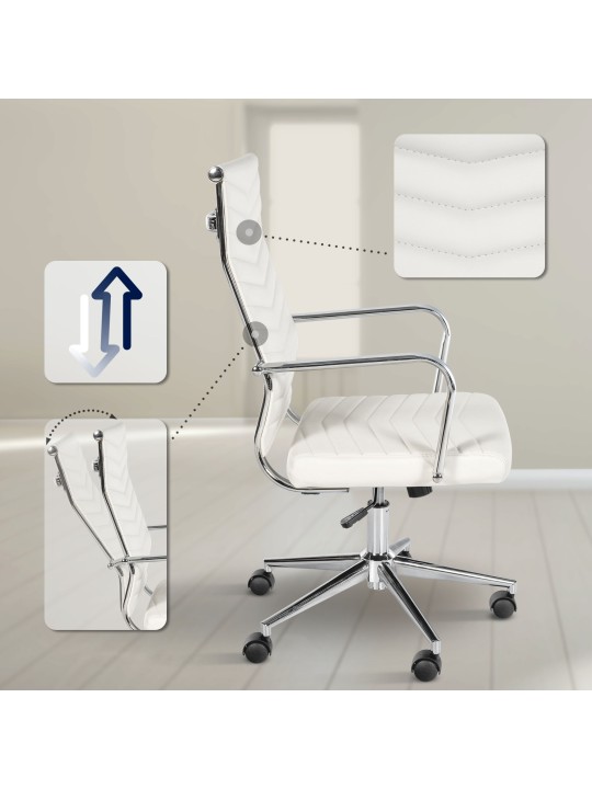 Canby keinonahkainen työtuoli, valkoinen