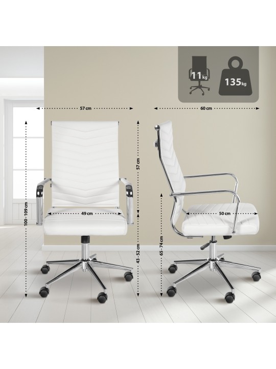 Canby keinonahkainen työtuoli, valkoinen