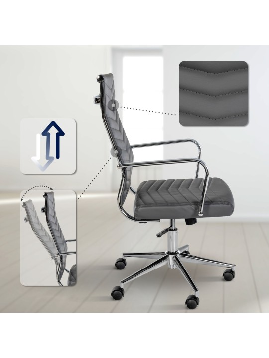 Canby keinonahkainen työtuoli, harmaa