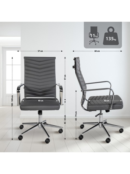 Canby keinonahkainen työtuoli, harmaa