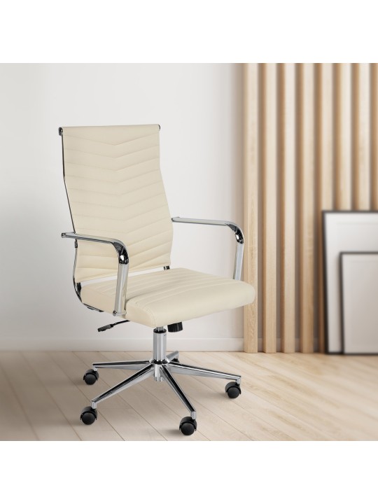 Canby keinonahkainen työtuoli, kermanvärinen