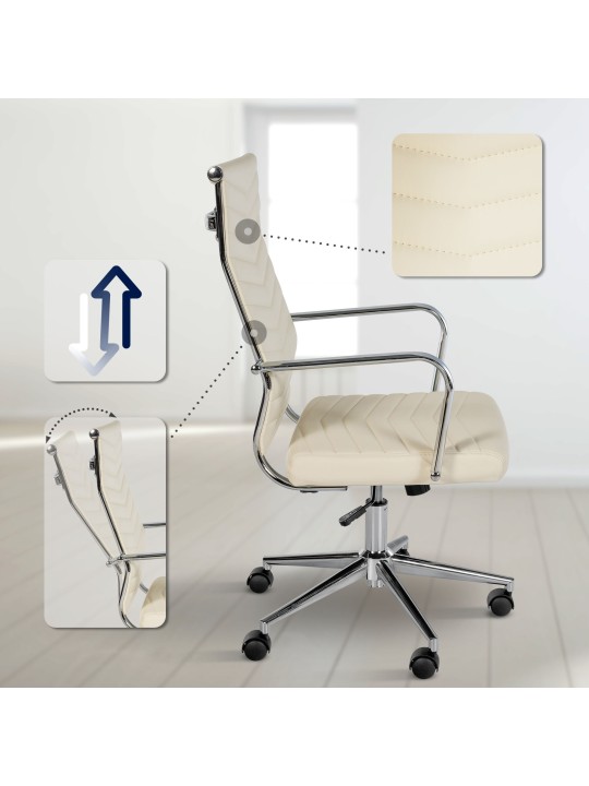 Canby keinonahkainen työtuoli, kermanvärinen