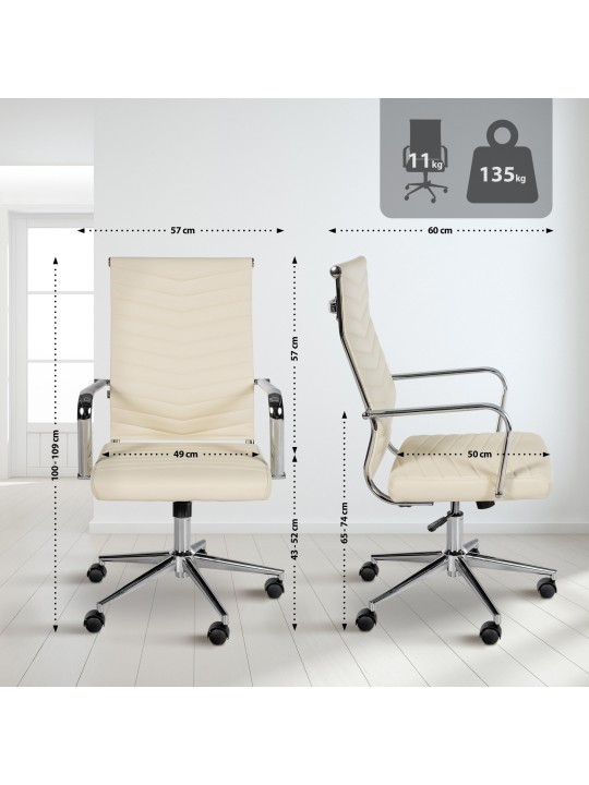 Canby keinonahkainen työtuoli, kermanvärinen