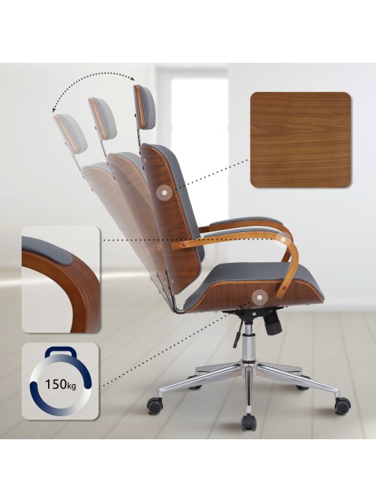 Dayton toimistotuoli, pähkinä/harmaa