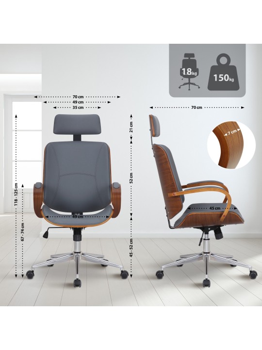 Dayton toimistotuoli, pähkinä/harmaa