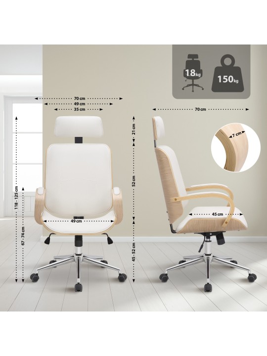 Dayton toimistotuoli, luonnonvärinen/valkoinen