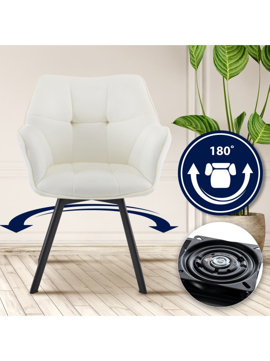 Jordi samettinen ruokapöydän tuoli, kermanvärinen