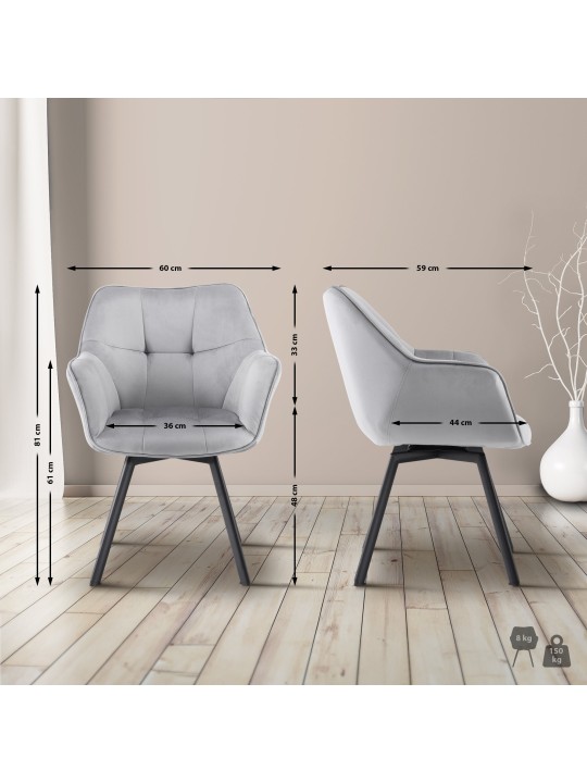 Jordi samettinen ruokapöydän tuoli, tummanharmaa