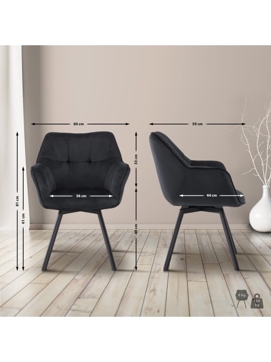 Jordi samettinen ruokapöydän tuoli, musta