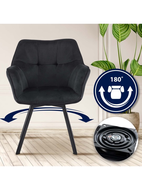 Jordi samettinen ruokapöydän tuoli, musta