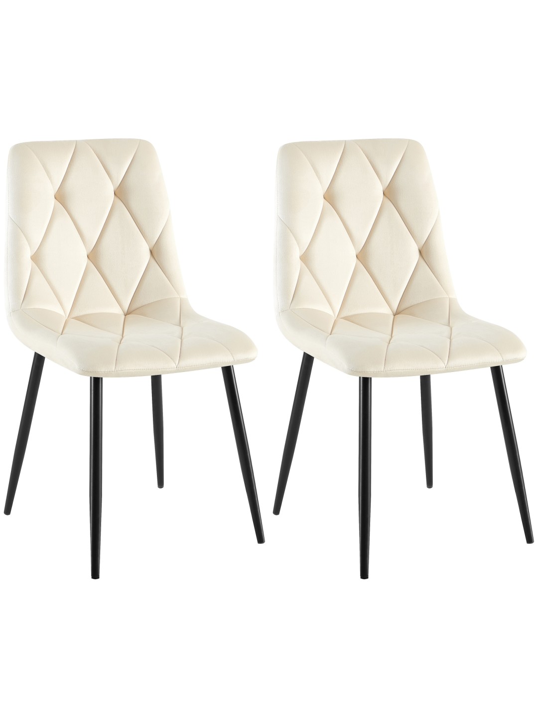 2 ruokapöydän tuolin setti Clairton velvet, kermanvärinen