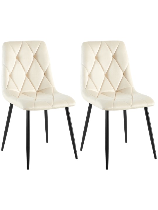 2 ruokapöydän tuolin setti Clairton velvet, kermanvärinen