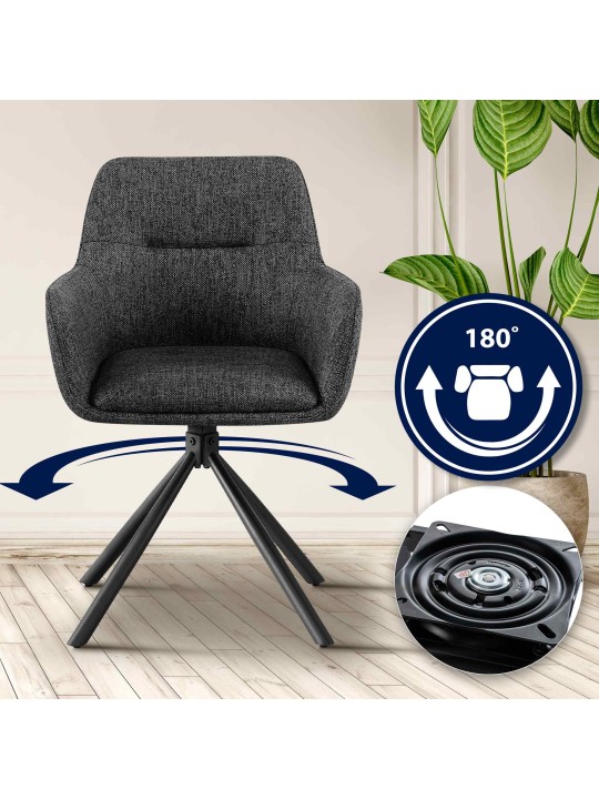 2 tuolin setti Tipton kangas, tummanharmaa