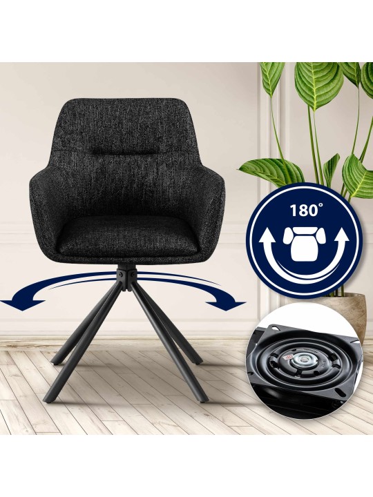 2 tuolin setti Tipton kangas, musta