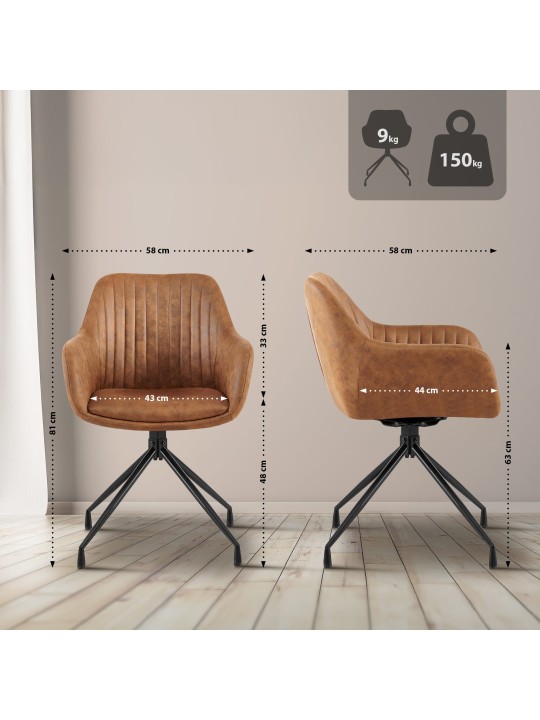 2 ruokapöydän tuolin setti Welby Vintage, vaaleanruskea