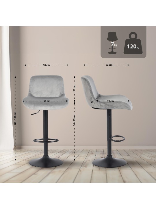 2 baarijakkaran setti Solon, harmaa