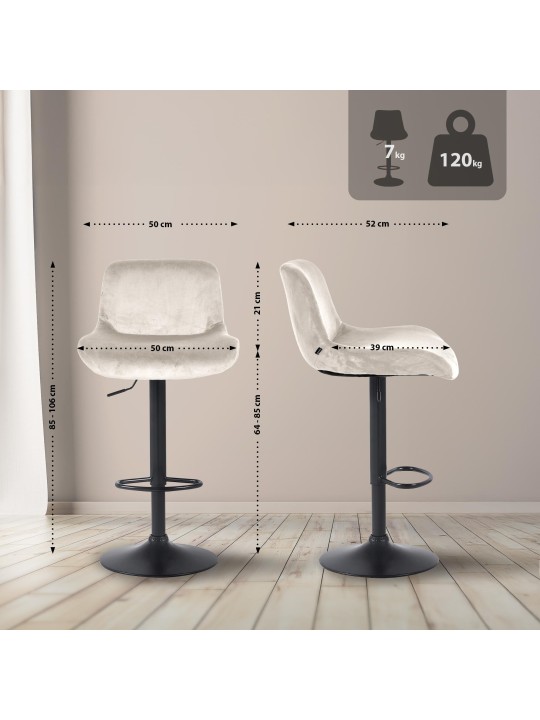 2 baarijakkaran setti Solon velvet, kermanvärinen