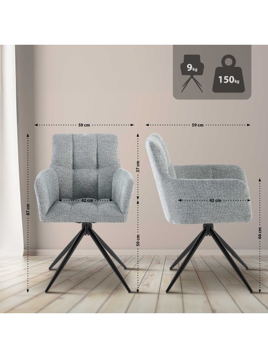 Ruokasalin tuoli Jonah kangasta, vaaleanharmaa