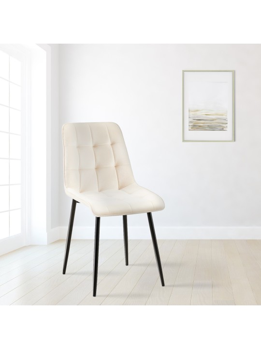 Setti 2 ruokasalin tuolia Gifford velvet, kermanvärinen