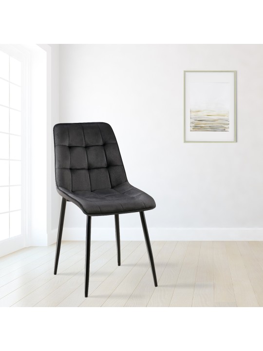 Setti 2 ruokasalin tuolia Gifford velvet, musta
