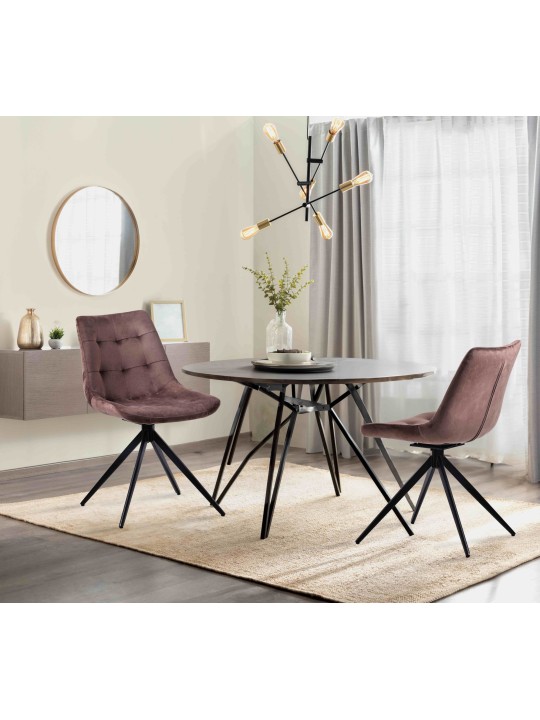 2 ruokapöydän tuolin setti Merna velvet, ruskea