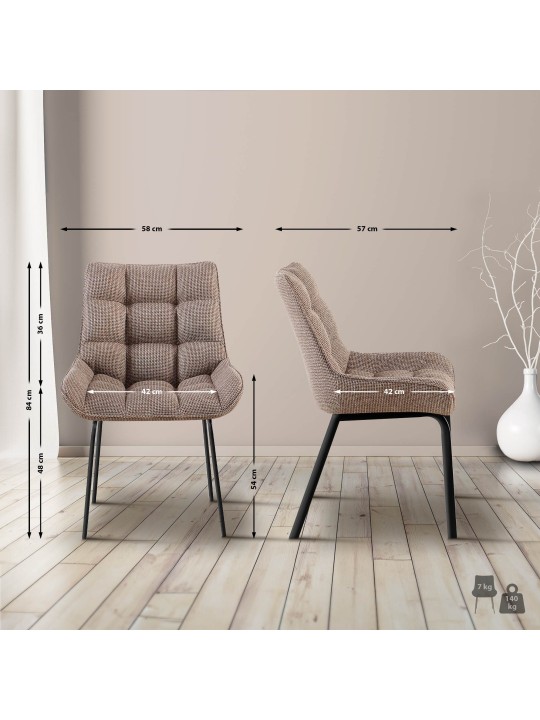 2 tuolin setti Saranda kangas, terraruskea