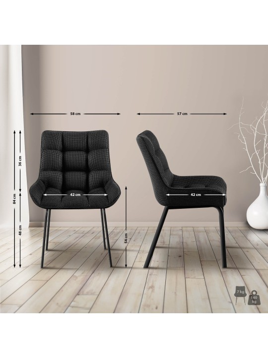 2 tuolin setti Saranda kangas, titaaninharmaa