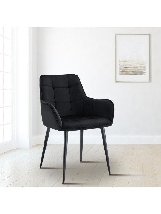 2 Ferndale-samettiruokailutuolin sarja, musta